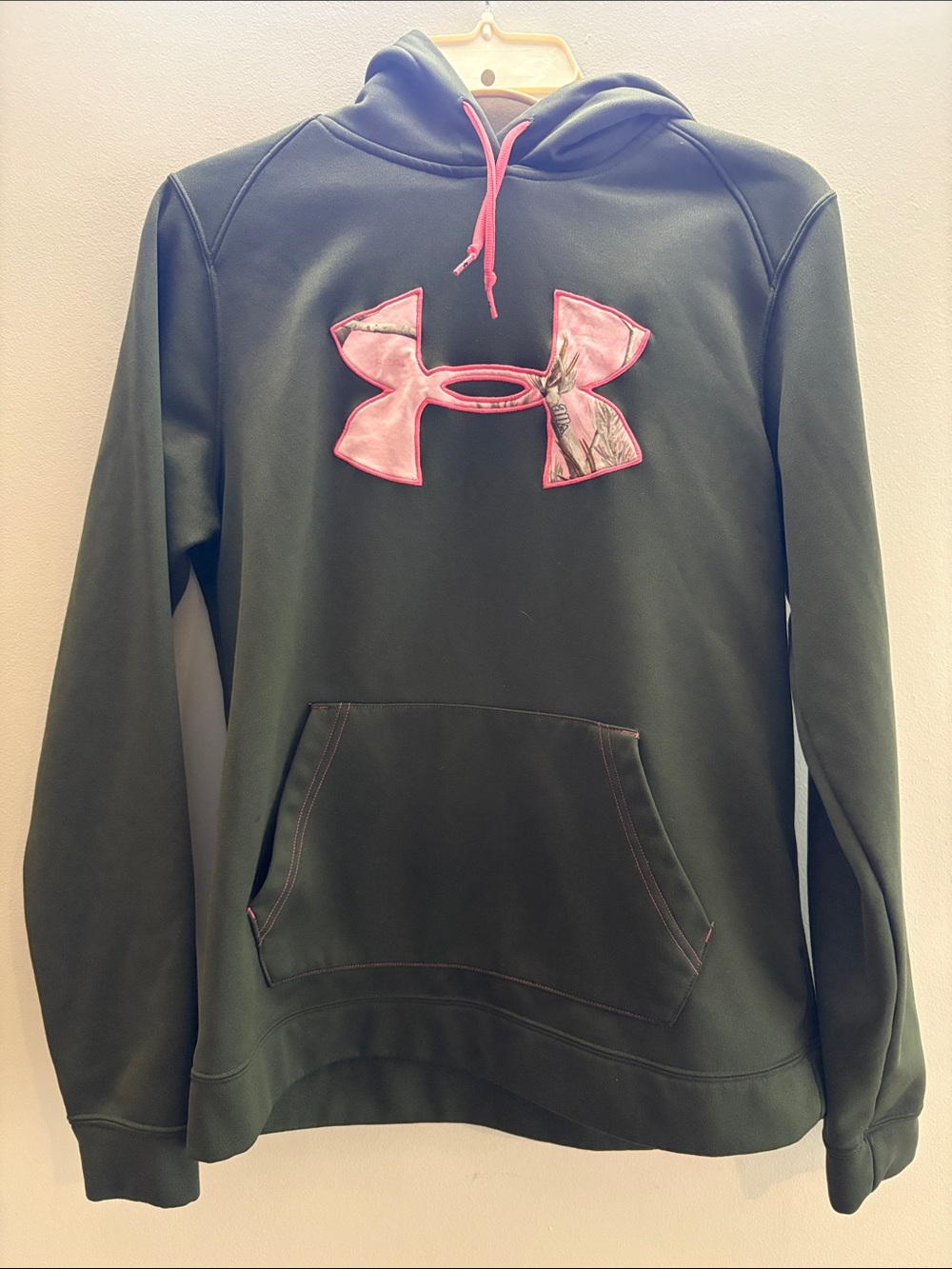Under Armour Girls' Logo Hoodie - Green with Pink Accents